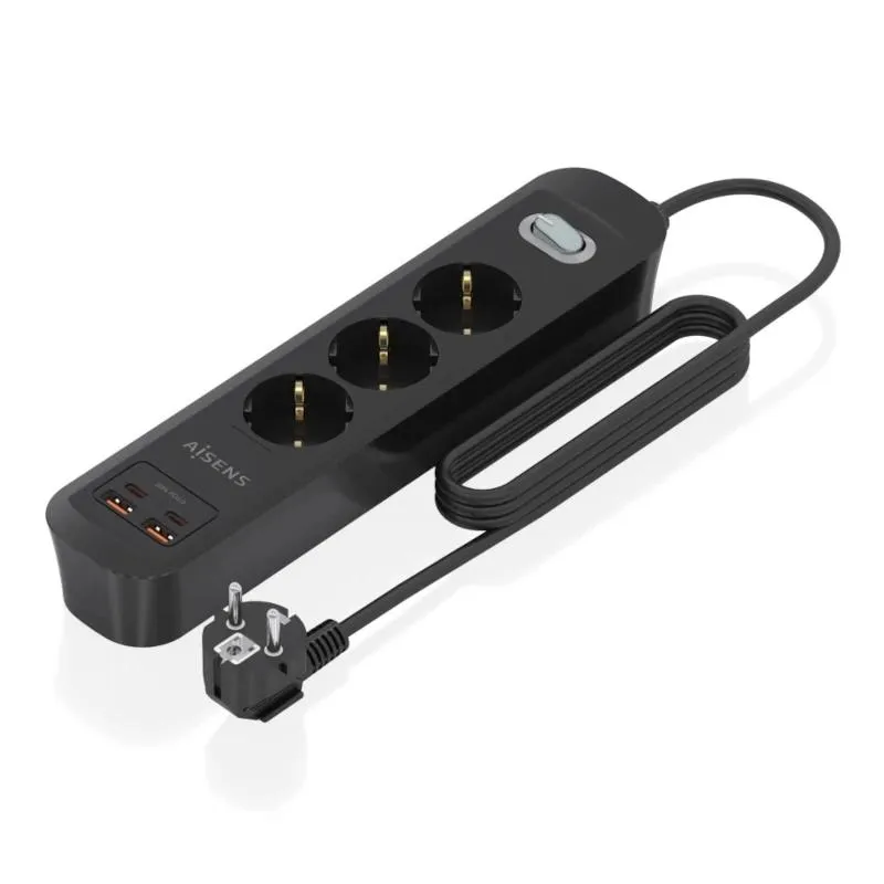 Aisens Regleta 3 tomas interruptor PD 2xUSBC 2xUSB Aisens Regleta 3 tomas interruptor PD 2xUSBC 2xUSB